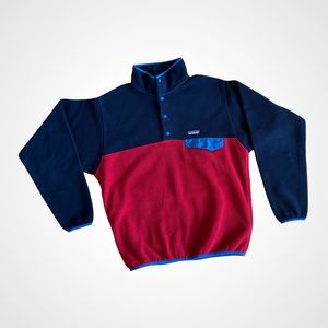 Patagonia Synchilla Snap T Fleece Pullover Colorblock Blue Red M